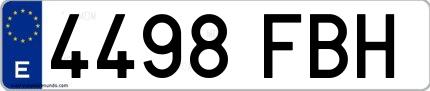 Ejemplo de matrícula española 4498 FBH