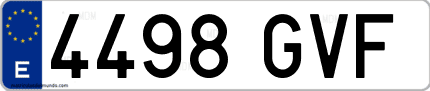 Ejemplo de matrícula de coche ordinaria 4498 GVF