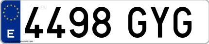 Ejemplo de matrícula española 4498 GYG