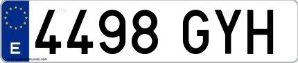 Ejemplo de matrícula española 4498 GYH