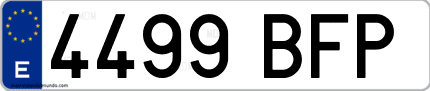 Ejemplo de matrícula de coche ordinaria 4499 BFP