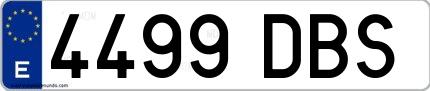 Ejemplo de matrícula española 4499 DBS