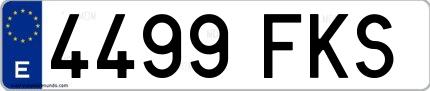 Ejemplo de matrícula española 4499 FKS