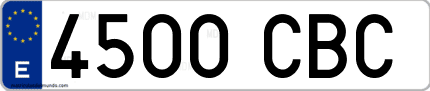 Ejemplo de matrícula de coche ordinaria 4500 CBC