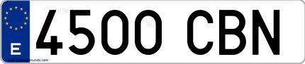 Ejemplo de matrícula española 4500 CBN