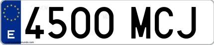 Ejemplo de matrícula española 4500 MCJ