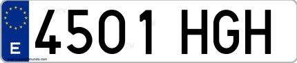 Ejemplo de matrícula española 4501 HGH