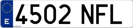 Ejemplo de matrícula española 4502 NFL