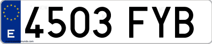 Ejemplo de matrícula de coche ordinaria 4503 FYB