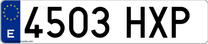 Ejemplo de matrícula de coche ordinaria 4503 HXP