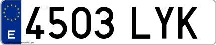 Ejemplo de matrícula española 4503 LYK