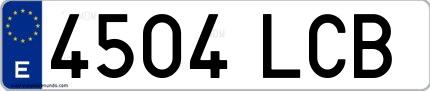 Ejemplo de matrícula española 4504 LCB