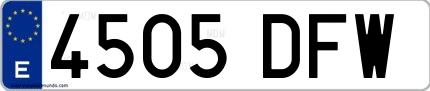 Ejemplo de matrícula española 4505 DFW