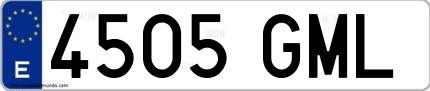 Ejemplo de matrícula española 4505 GML