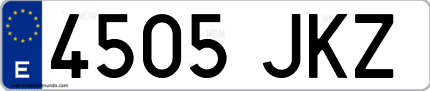 Ejemplo de matrícula de coche ordinaria 4505 JKZ