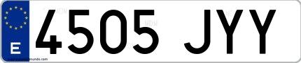 Ejemplo de matrícula española 4505 JYY