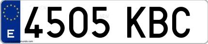 Ejemplo de matrícula española 4505 KBC