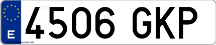 Ejemplo de matrícula de coche ordinaria 4506 GKP