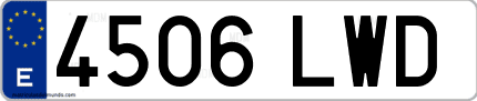 Ejemplo de matrícula de coche ordinaria 4506 LWD