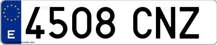 Ejemplo de matrícula española 4508 CNZ