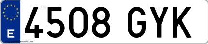 Ejemplo de matrícula española 4508 GYK