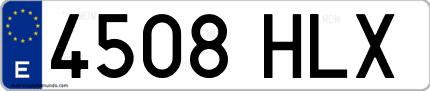 Ejemplo de matrícula de coche ordinaria 4508 HLX