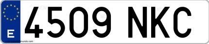 Ejemplo de matrícula española 4509 NKC