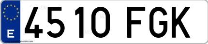 Ejemplo de matrícula española 4510 FGK