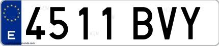 Ejemplo de matrícula española 4511 BVY