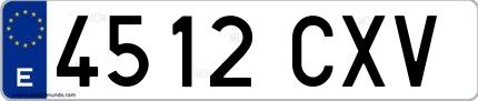 Ejemplo de matrícula española 4512 CXV