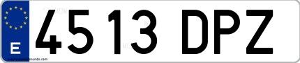 Ejemplo de matrícula española 4513 DPZ