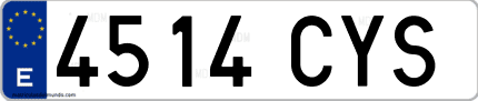 Ejemplo de matrícula de coche ordinaria 4514 CYS