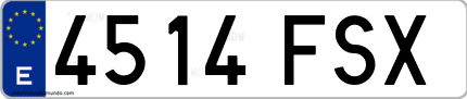 Ejemplo de matrícula de coche ordinaria 4514 FSX