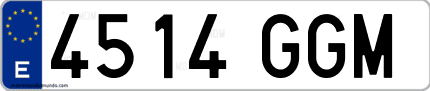 Ejemplo de matrícula de coche ordinaria 4514 GGM
