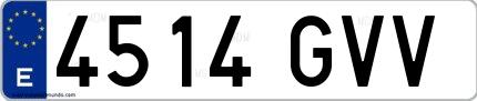 Ejemplo de matrícula española 4514 GVV