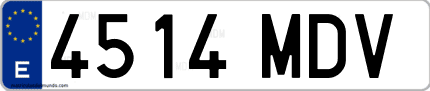 Ejemplo de matrícula de coche ordinaria 4514 MDV