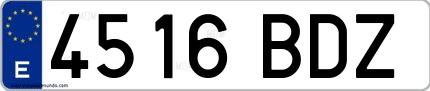 Ejemplo de matrícula española 4516 BDZ