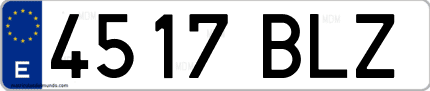 Ejemplo de matrícula de coche ordinaria 4517 BLZ