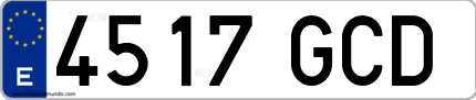 Ejemplo de matrícula de coche ordinaria 4517 GCD