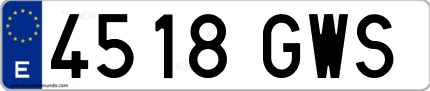 Ejemplo de matrícula de coche ordinaria 4518 GWS