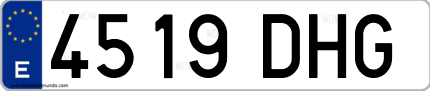 Ejemplo de matrícula de coche ordinaria 4519 DHG