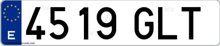 Ejemplo de matrícula española 4519 GLT