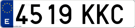 Ejemplo de matrícula de coche ordinaria 4519 KKC