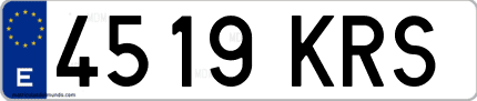 Ejemplo de matrícula de coche ordinaria 4519 KRS
