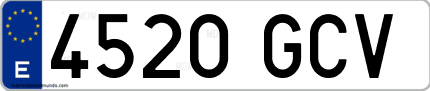 Ejemplo de matrícula de coche ordinaria 4520 GCV
