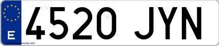 Ejemplo de matrícula española 4520 JYN
