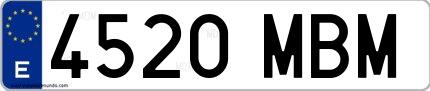Ejemplo de matrícula española 4520 MBM