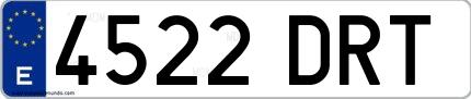 Ejemplo de matrícula española 4522 DRT