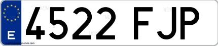Ejemplo de matrícula española 4522 FJP