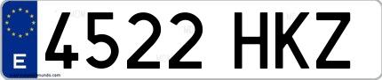 Ejemplo de matrícula española 4522 HKZ